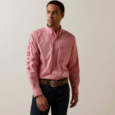 SALE Ariat® Men's L/S Pro Series Team Dustin Classic Fit Button Up - Red Plaid Product Image