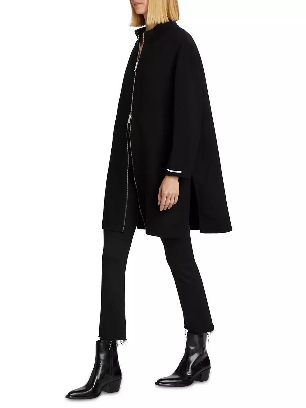 Salvia Wool-Blend Zip-Up Coat Product Image