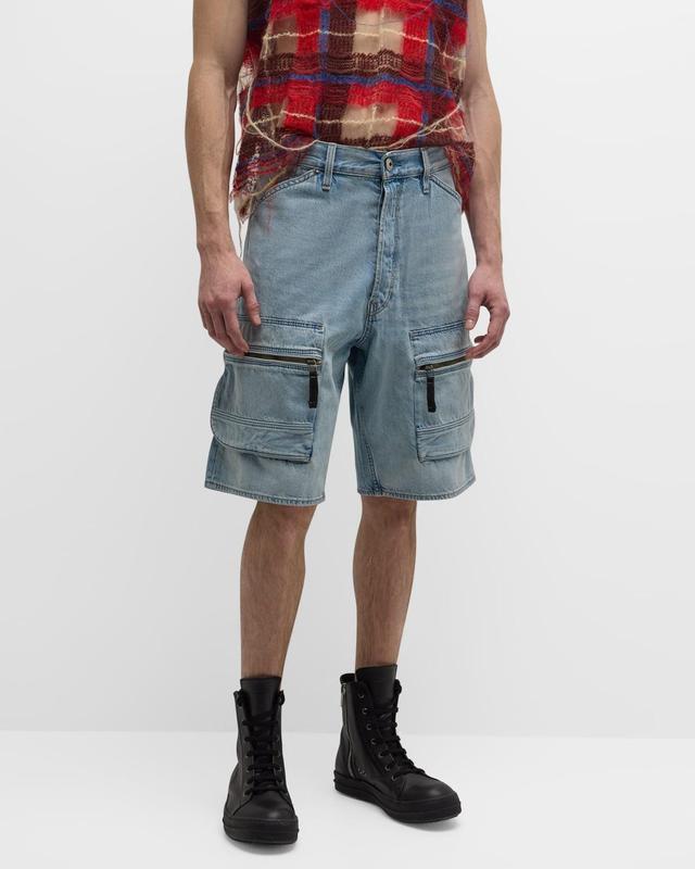 Mens Loose Denim Cargo Shorts Product Image