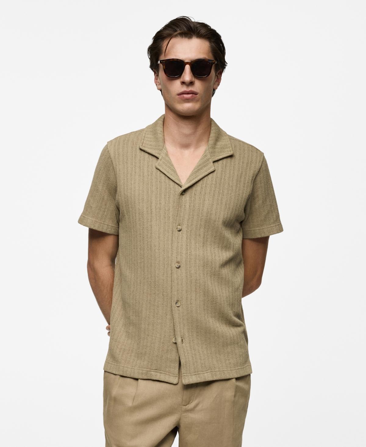 MANGO MAN - Regular-fit knitted shirt khakiMen Product Image