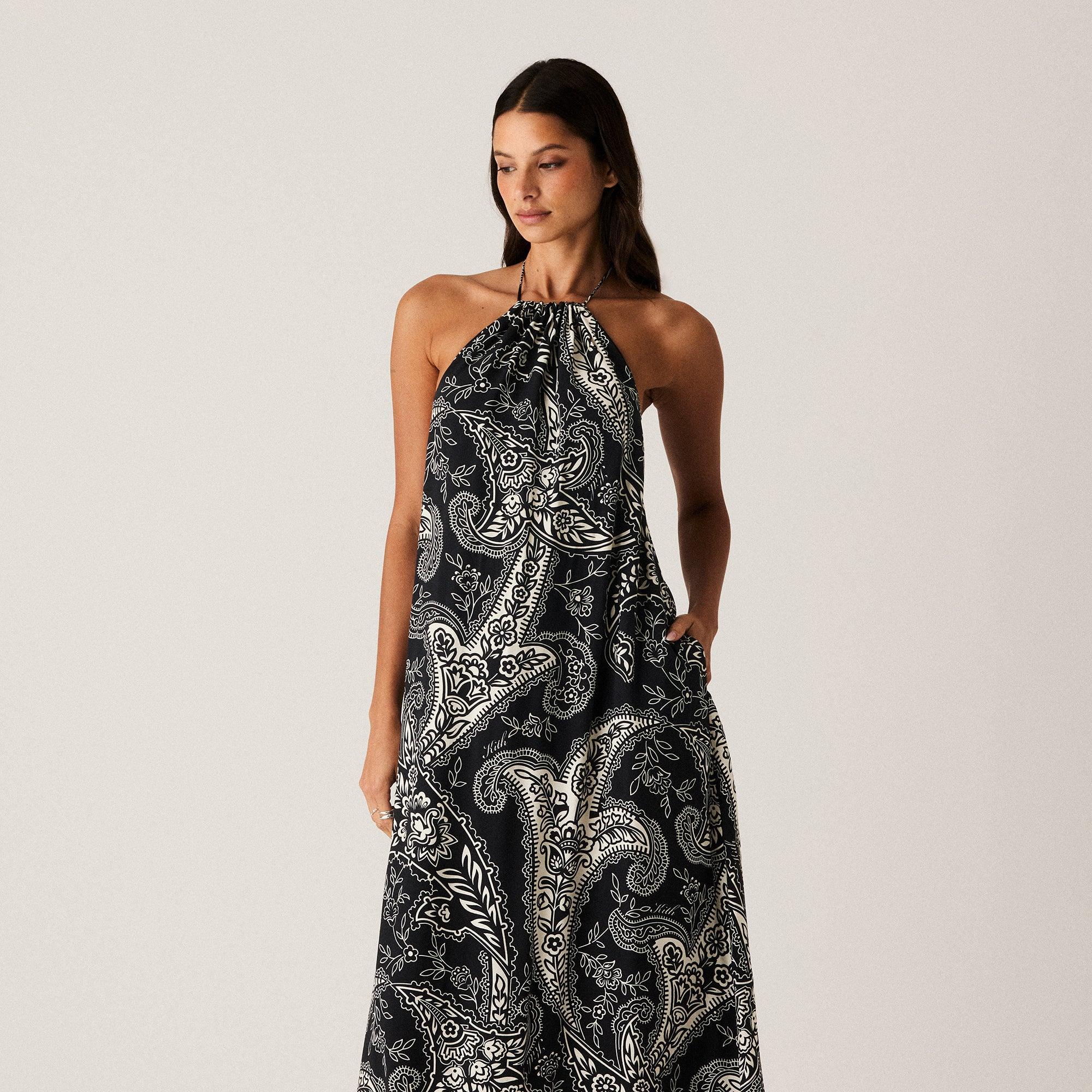 Kith Women Myra Paisley Halter Dress - Black Female Product Image