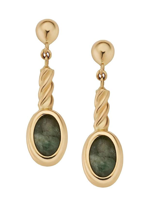 Womens 14K Yellow Gold Emerald Heritage Drop Earrings Product Image