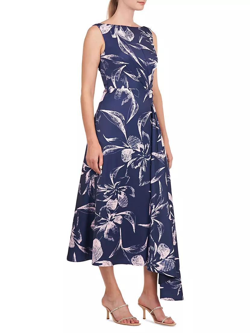 Emmaline Draped Floral Midi-Dress Product Image