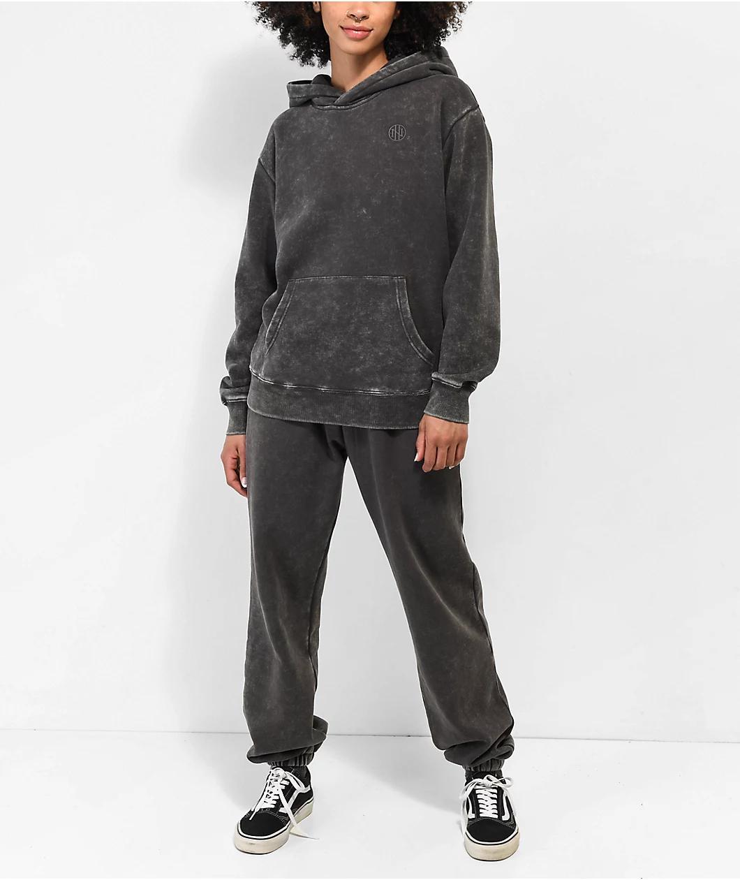 Ninth Hall Fundamentals Sibyl Black Mineral Wash Relaxed Sweatpants Product Image