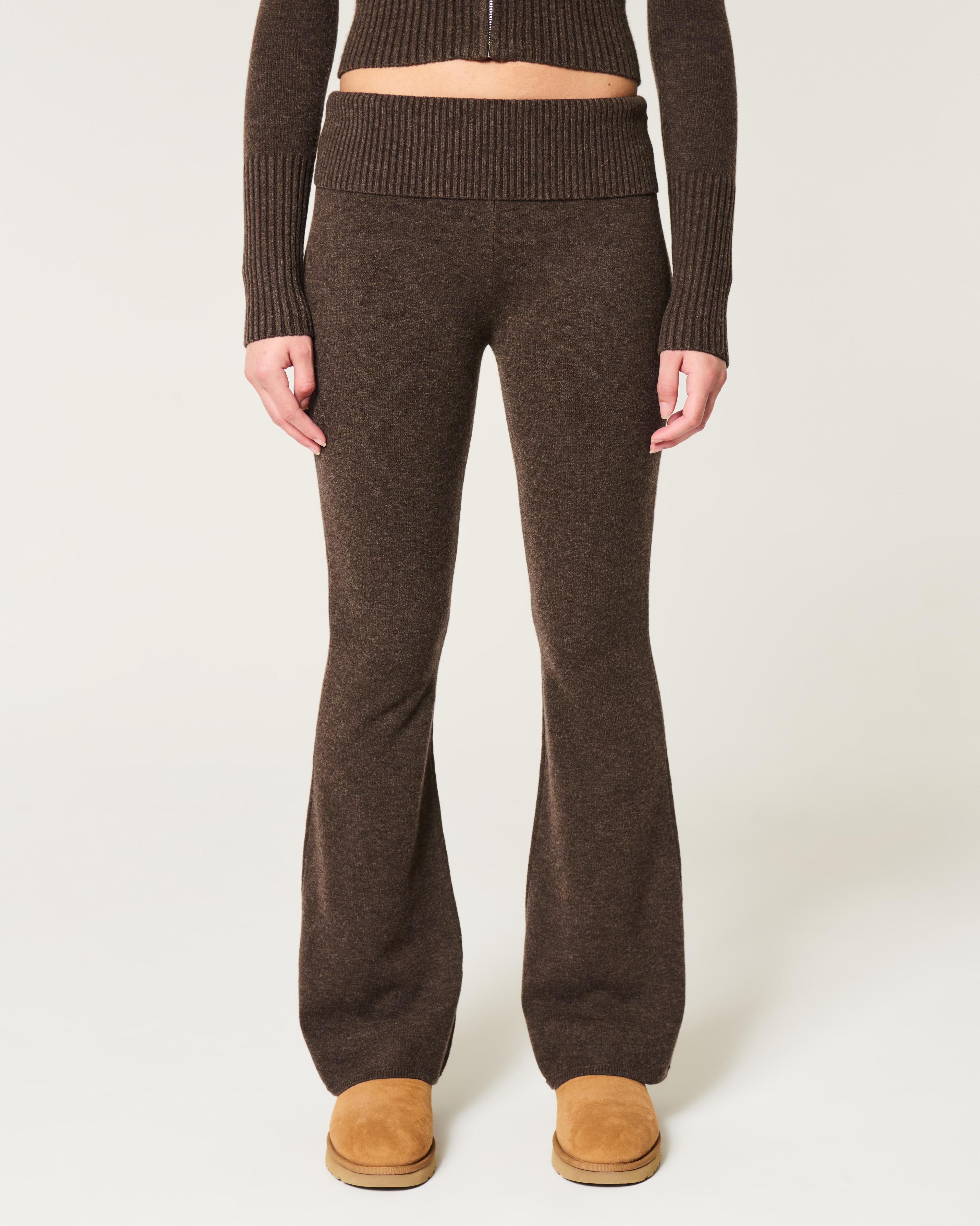 Gilly Hicks Sweater-Knit Foldover Waist Flare Pants Product Image