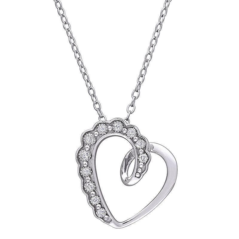 Stella Grace Sterling Silver Diamond Accent Heart Pendant Necklace, Womens Product Image