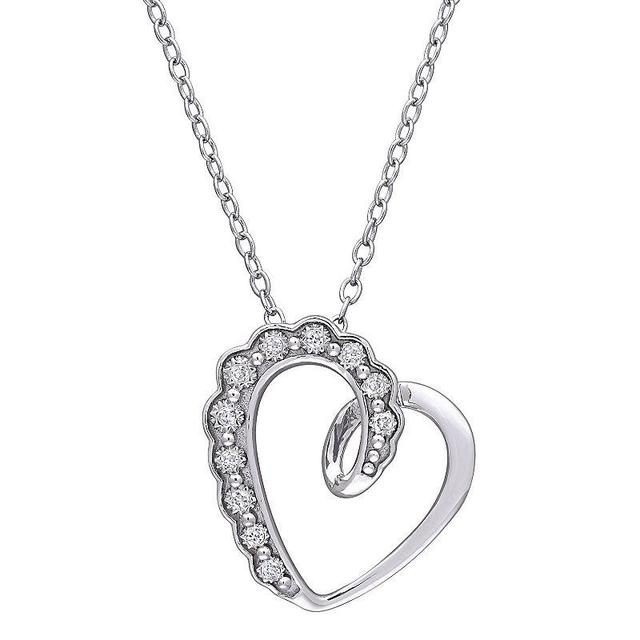 Stella Grace Sterling Silver Diamond Accent Heart Pendant Necklace, Womens White Product Image