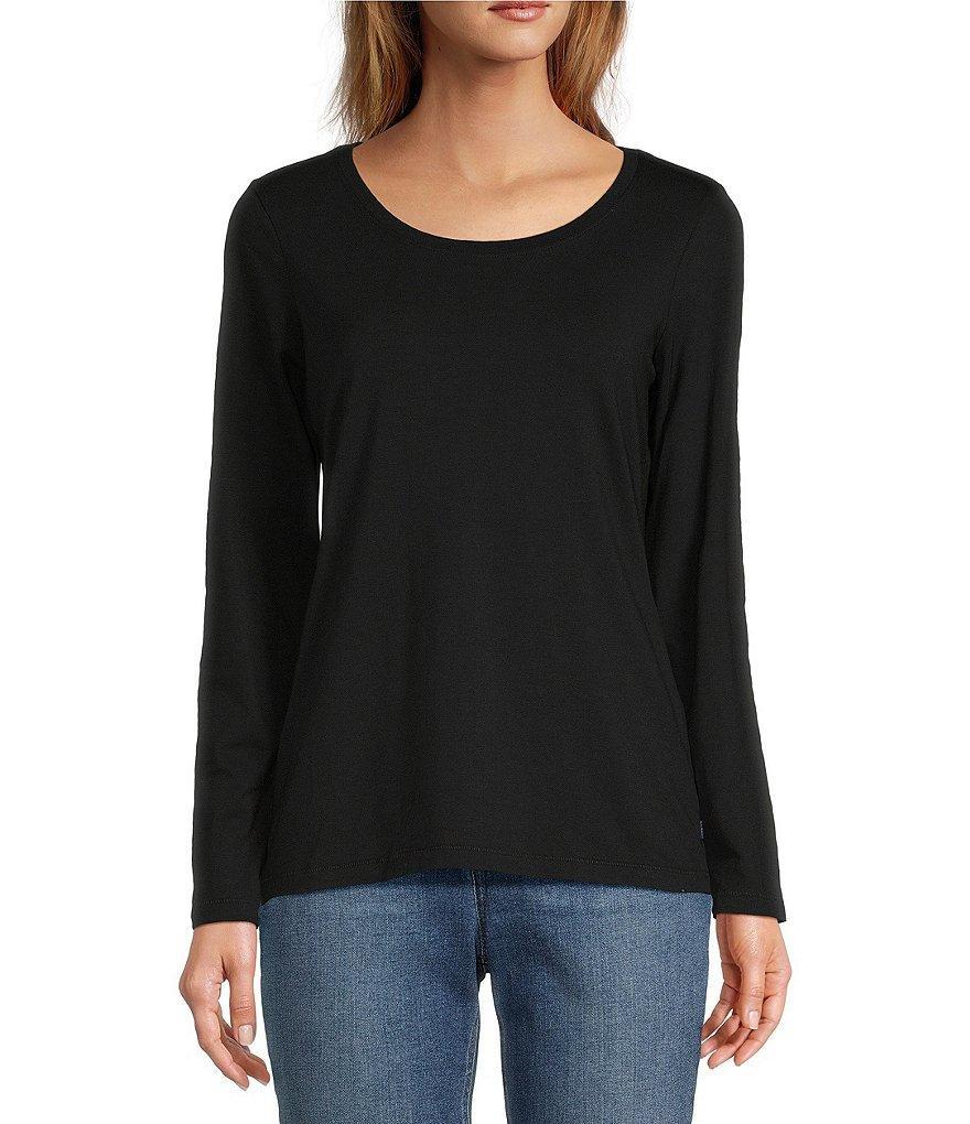 L.L.Bean Soft Stretch Knit Supima® Cotton Blend Scoop Neck Long Sleeve Tee Shirt Product Image