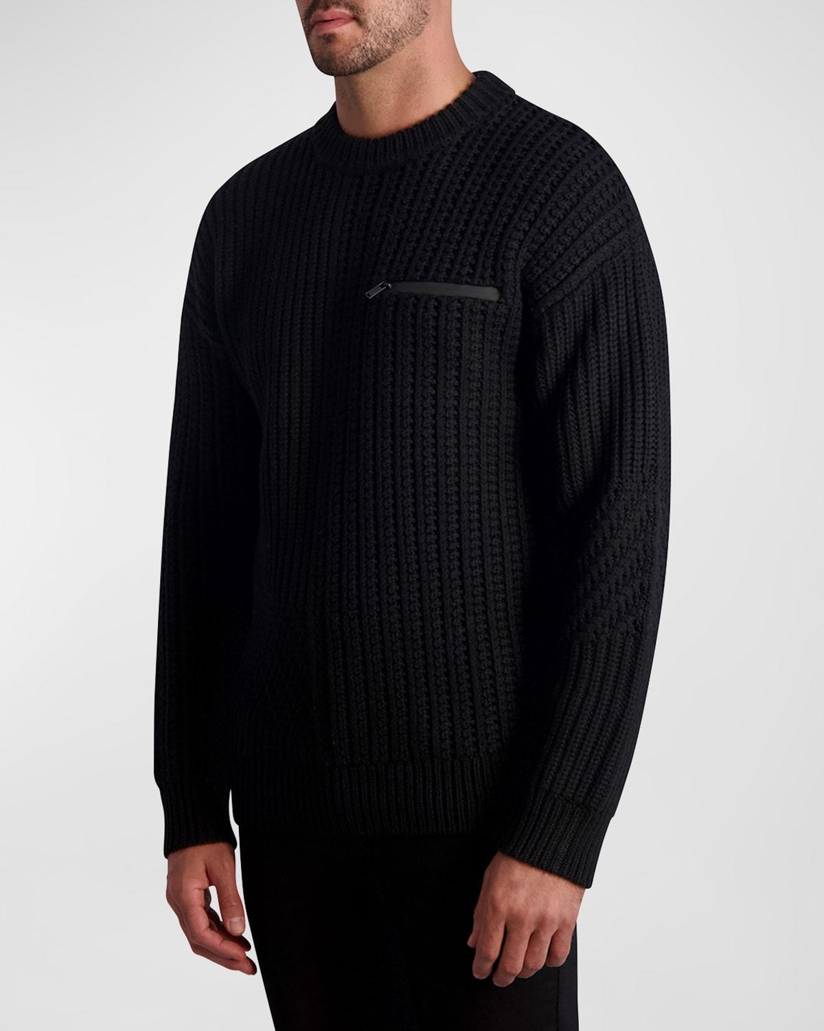 Mens Mixed Stitch Wool Sweater Product Image