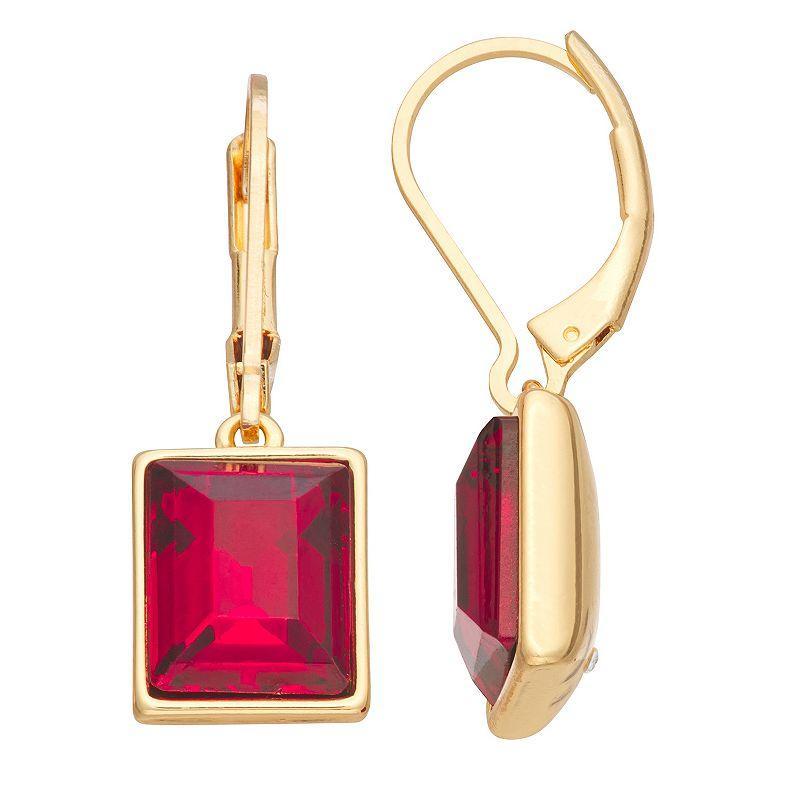 Nine West Gold Tone Gemstone Drop Earrings, Womens, Red Product Image