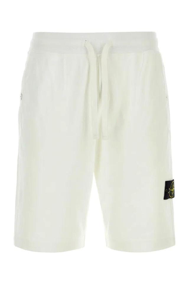 STONE ISLAND Compass-badge Cotton Track Shorts In Green Product Image