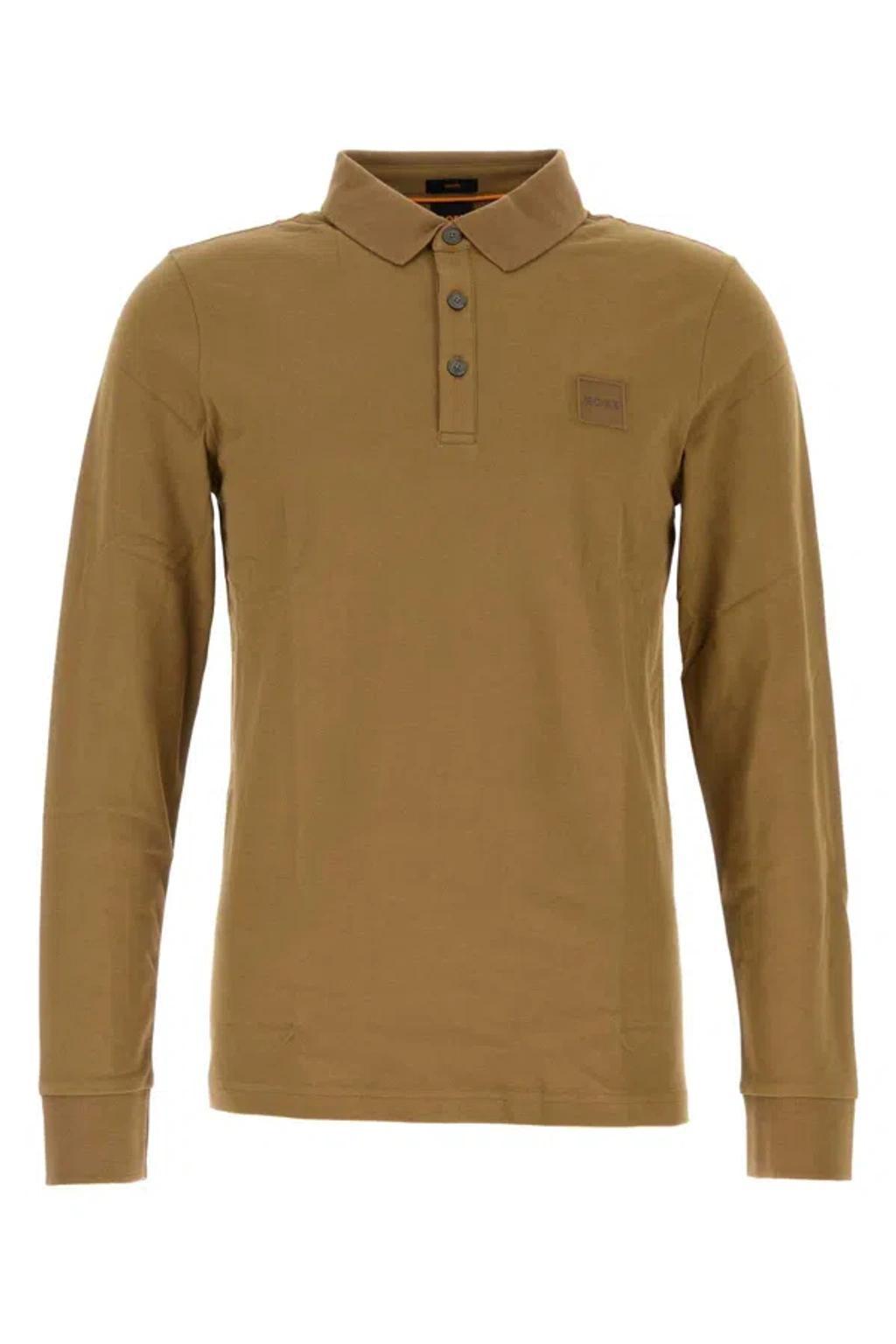 HUGO BOSS Biscuit Stretch Piquet Polo Shirt In Light Brown Product Image