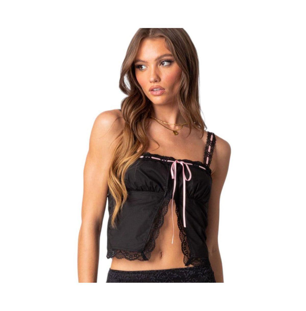 Womens Peony Split Front Lacey Top Product Image