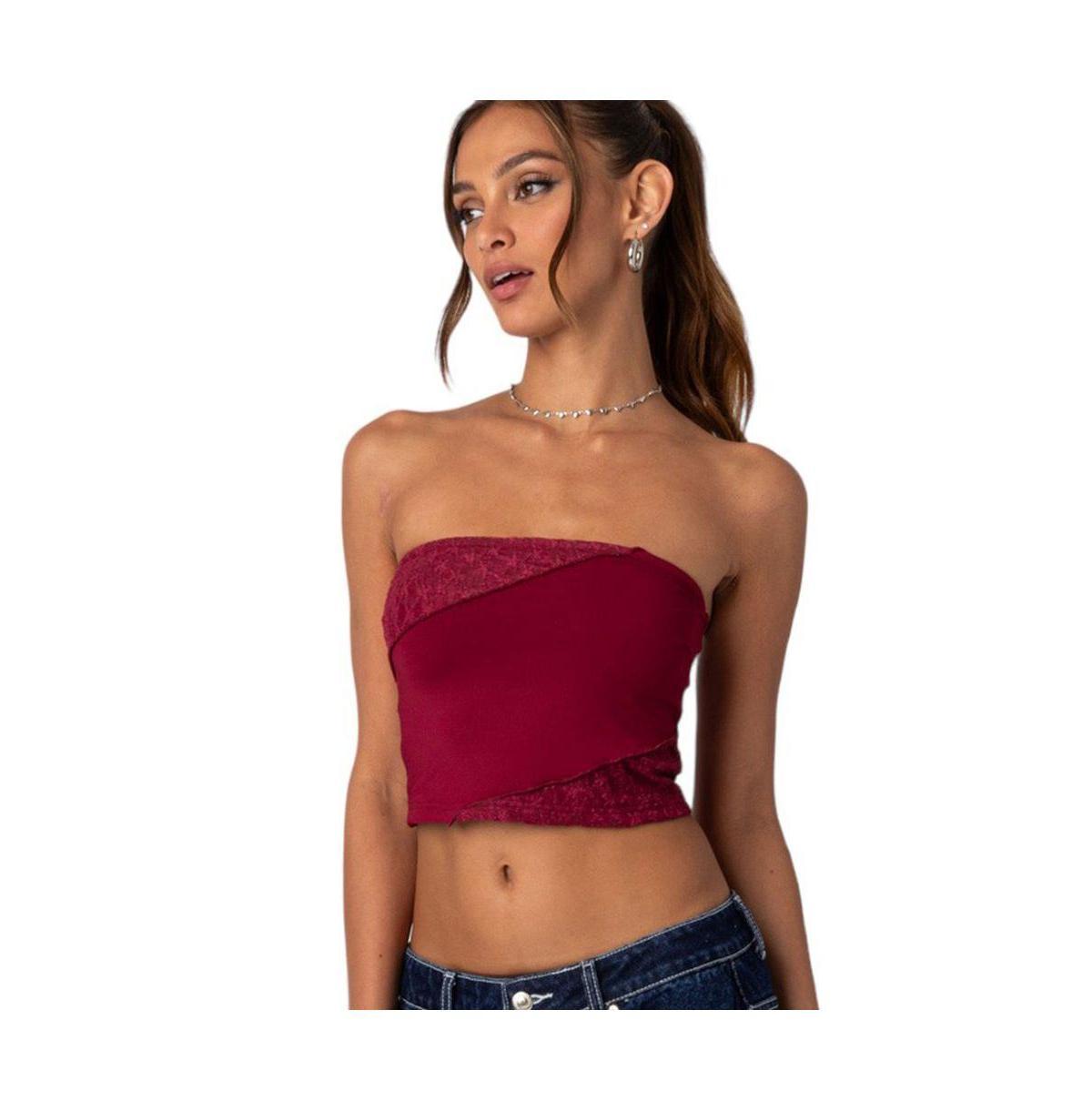 Edikted Lace Patchwork Tube Top Product Image