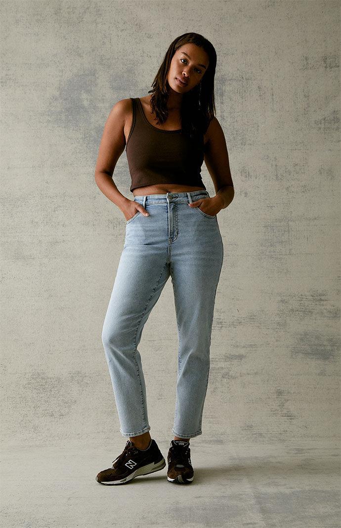 Women's Light Blue Curve Straight Leg Jeans Product Image