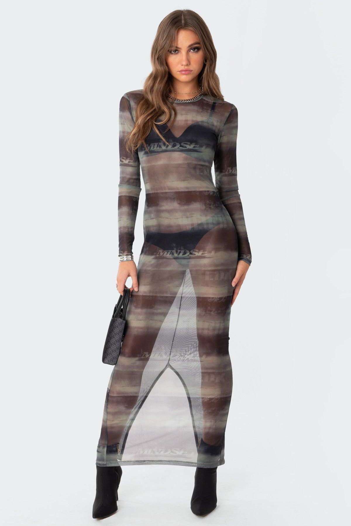 Mindful Sheer Mesh Maxi Dress Product Image