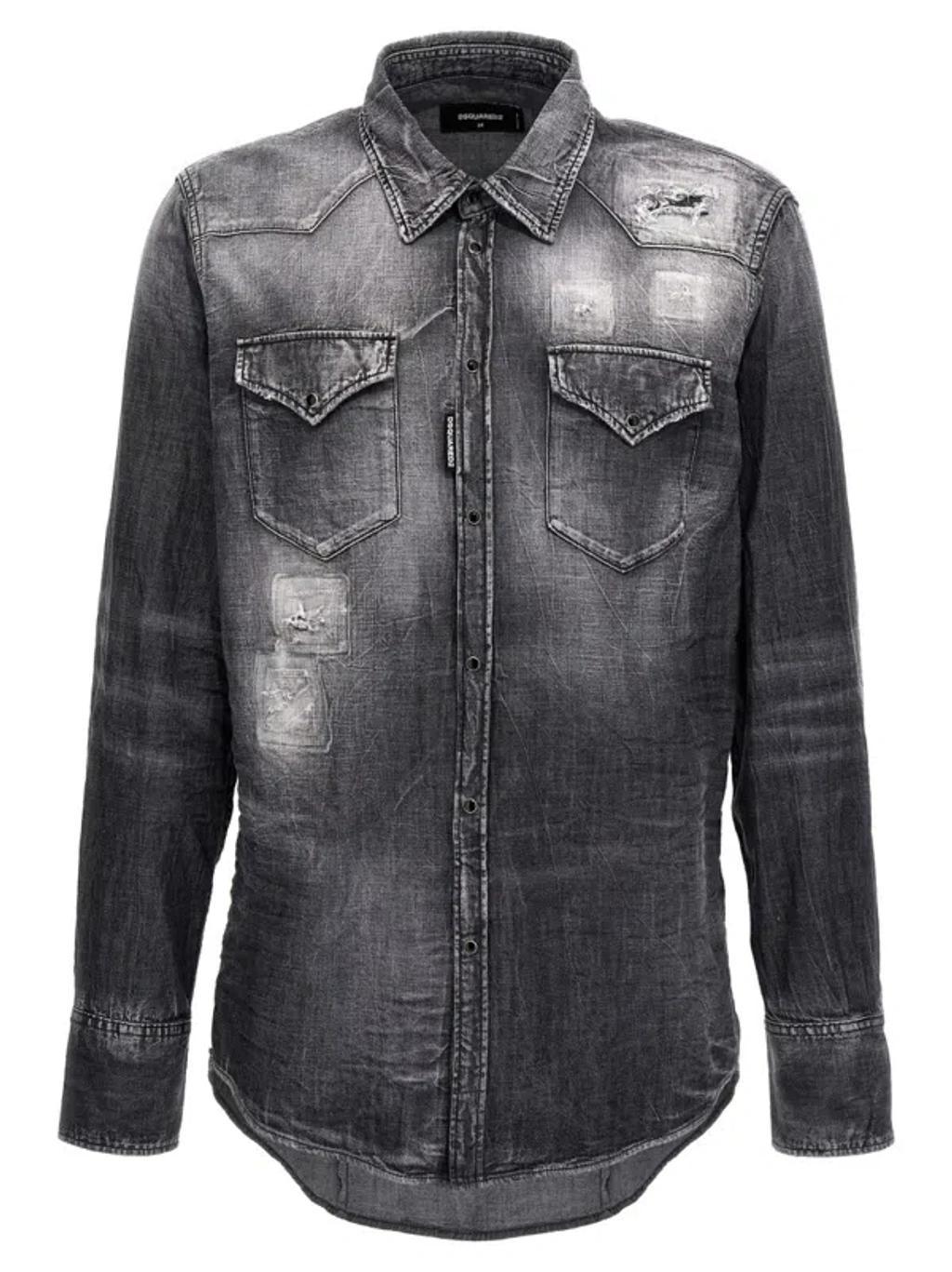 DSQUARED2 Klassisches Hemd Aus Denim In Schwarz Product Image