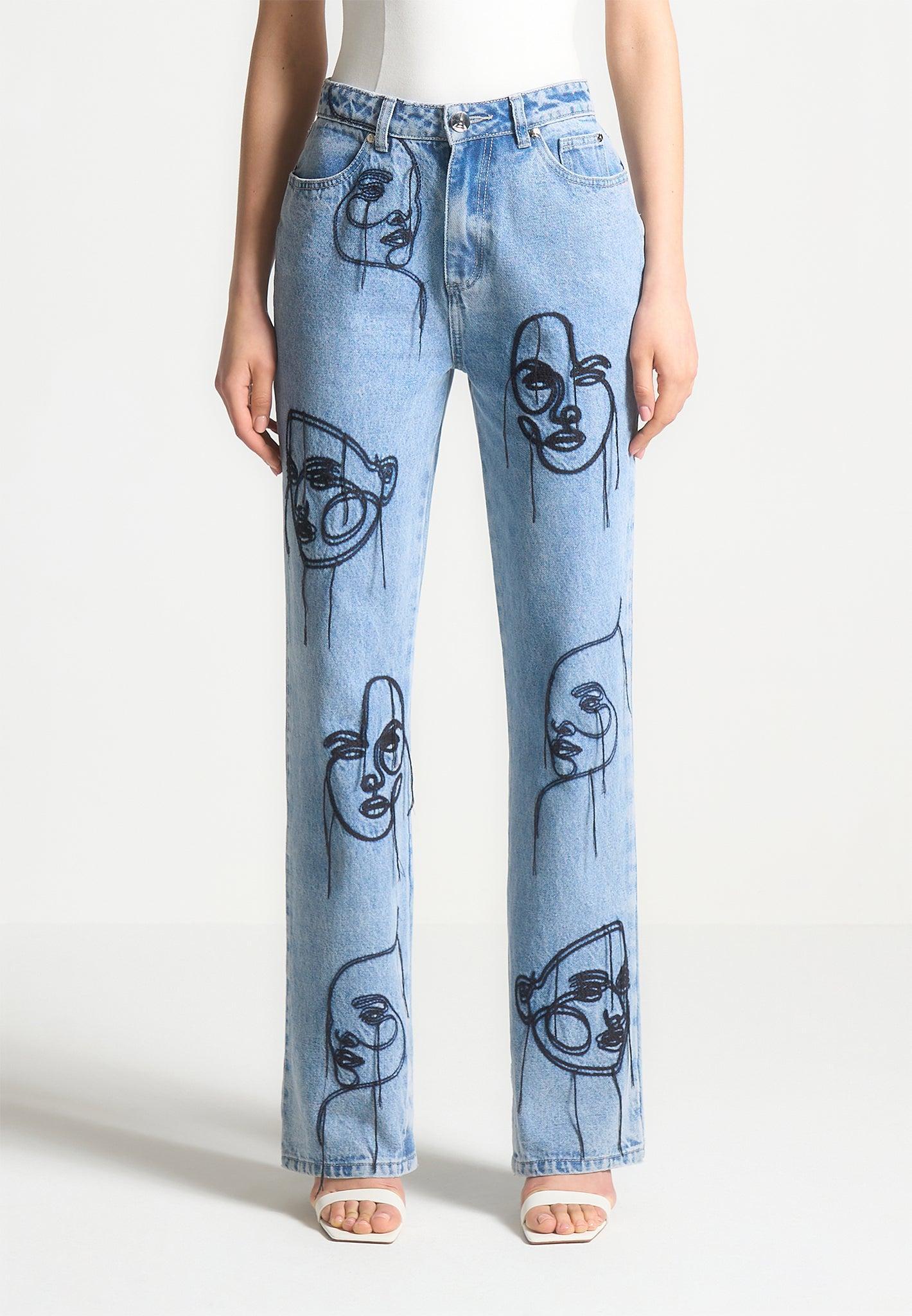 Line Art Boyfriend Jeans - Mid Blue Female Product Image