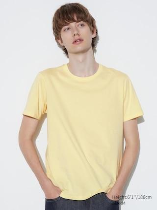 Mens Supima Cotton Crew Neck T-Shirt Yellow Small UNIQLO US Product Image