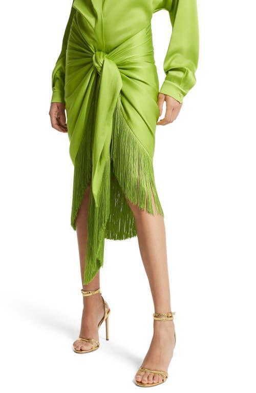 Michael Kors Collection Fringe Charmeuse Sarong Wrap Skirt Product Image