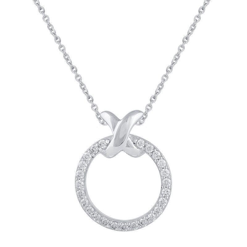 Royal Aura Sterling Silver 1/4 Carat T.W. Diamond XO Pendant Necklace, Womens White Product Image