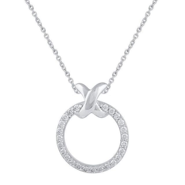 Royal Aura Sterling Silver 1/4 Carat T.W. Diamond XO Pendant Necklace, Womens Product Image