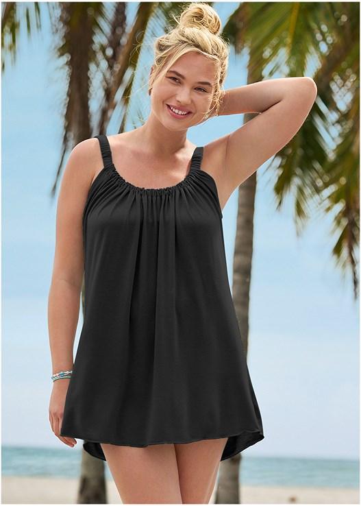 Gathered Neckline Cover-Up Dress Product Image