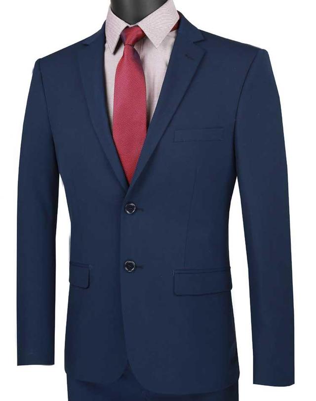 Ultra Slim Fit 2 Piece Suit Stretch Fabric in Solid Navy Product Image