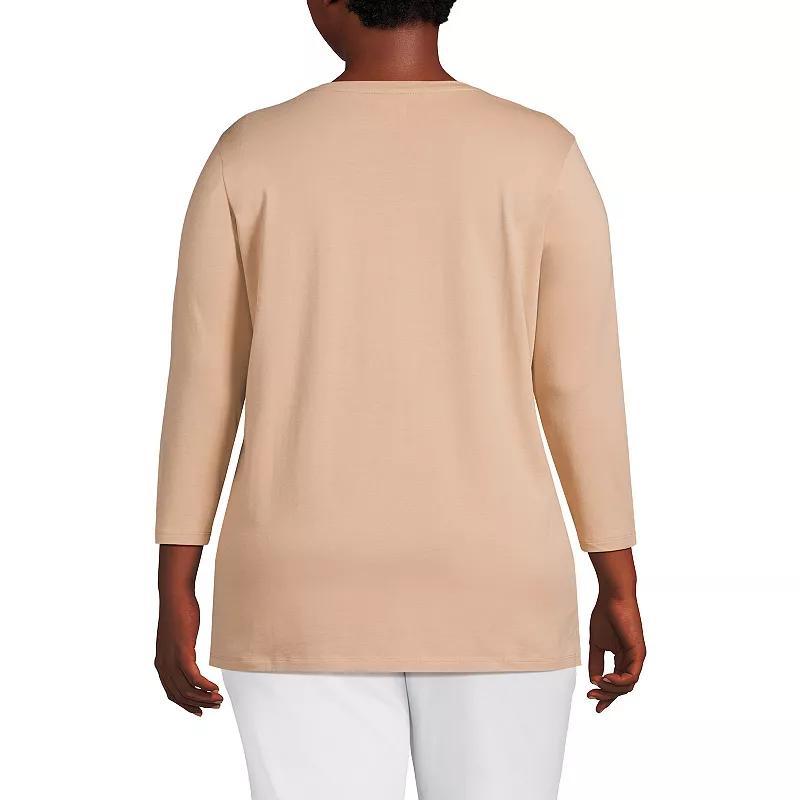 Plus Size Lands End Supima Cotton Relaxed Fit Crewneck Tunic, Womens Product Image