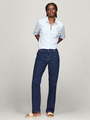 High-Rise Straight Fit Dark Wash Jean Product Image