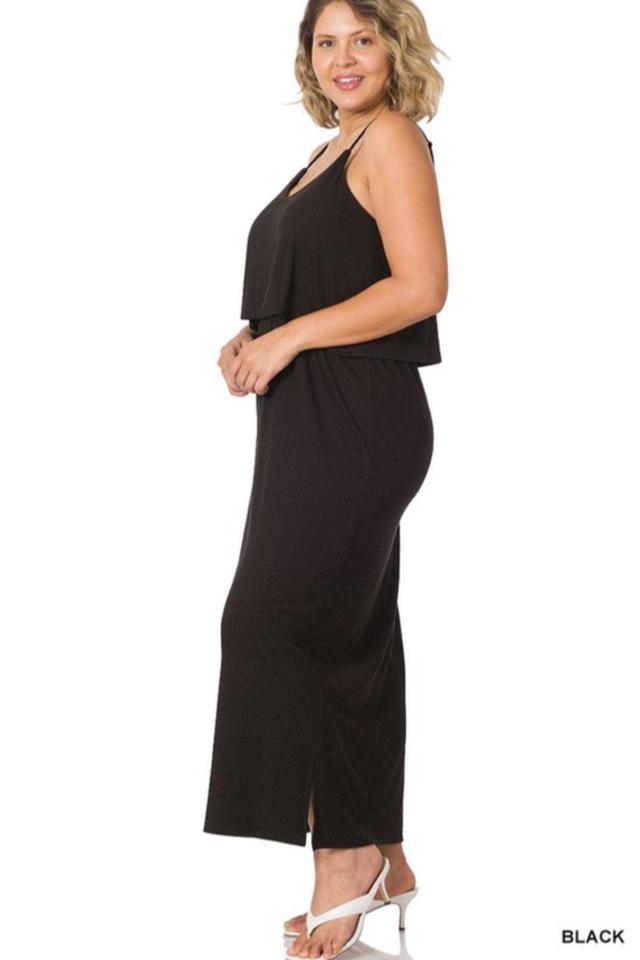 Ribbed Double Layer Side Slit Dress Female Product Image