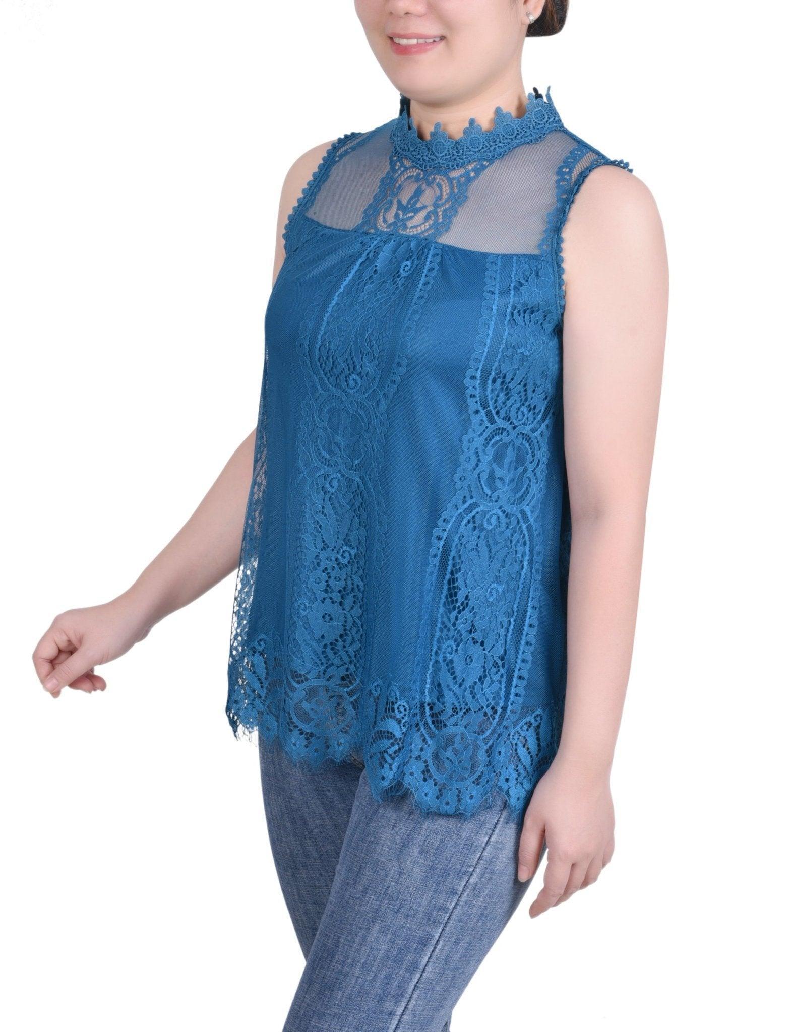 Sleeveless Mock Neck Lace Top - Petite Product Image