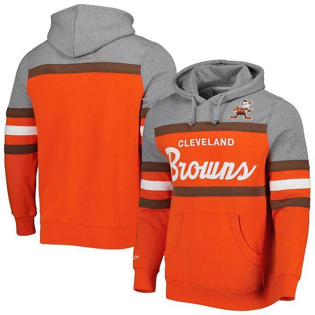 Mens Mitchell & Ness /Heathered Gray Cleveland Browns Head Coach Pullover Hoodie Product Image