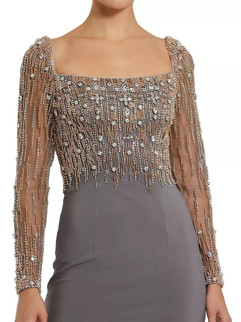 Beaded Square Neck Column Gown Product Image