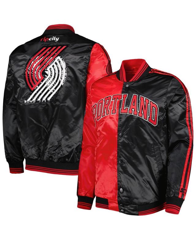 Mens Starter /Black Portland Trail Blazers Fast Break Satin Full-Snap Jacket Product Image