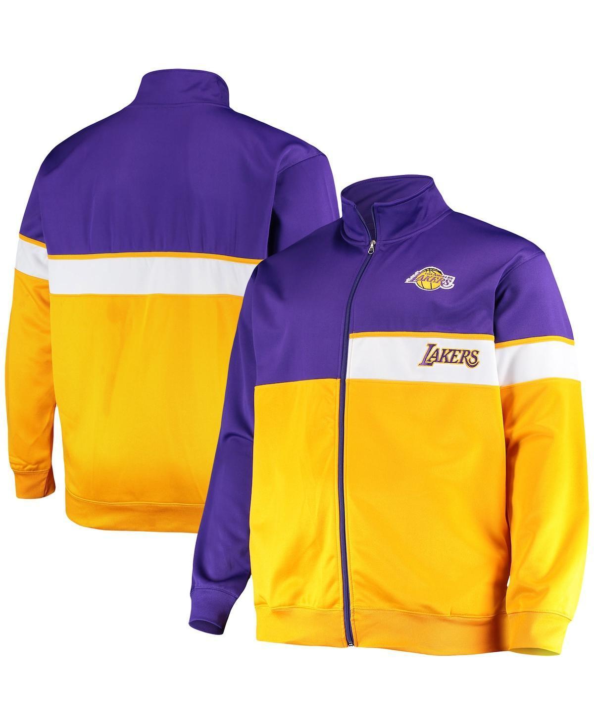 Mens /Gold Los Angeles Lakers Big & Tall Pieced Body Full-Zip Track Jacket Product Image