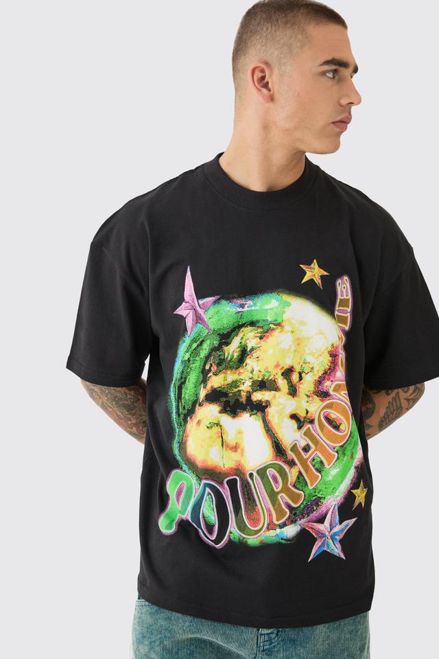 Oversized Earth Print T-shirt | boohooMAN USA Product Image