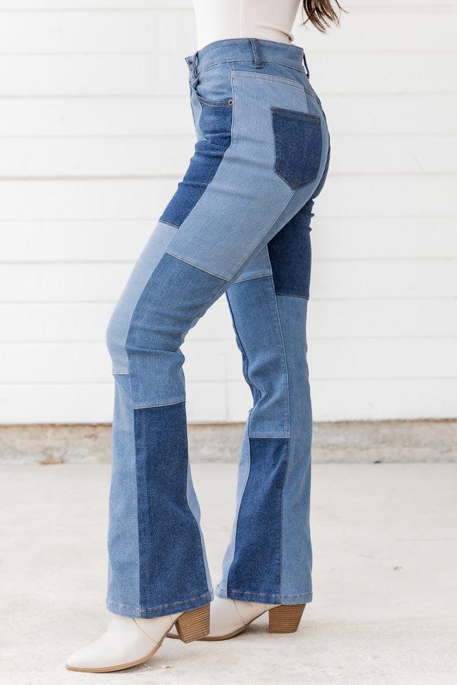 Della Patch Denim Straight Leg Jeans FINAL SALE Product Image