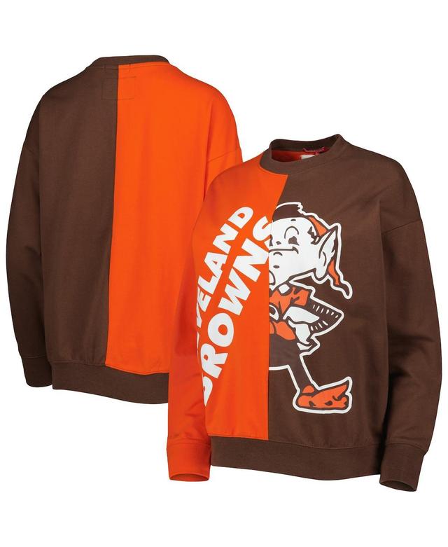 Womens Mitchell & Ness /Brown Cleveland Browns Big Face Pullover Sweatshirt Product Image