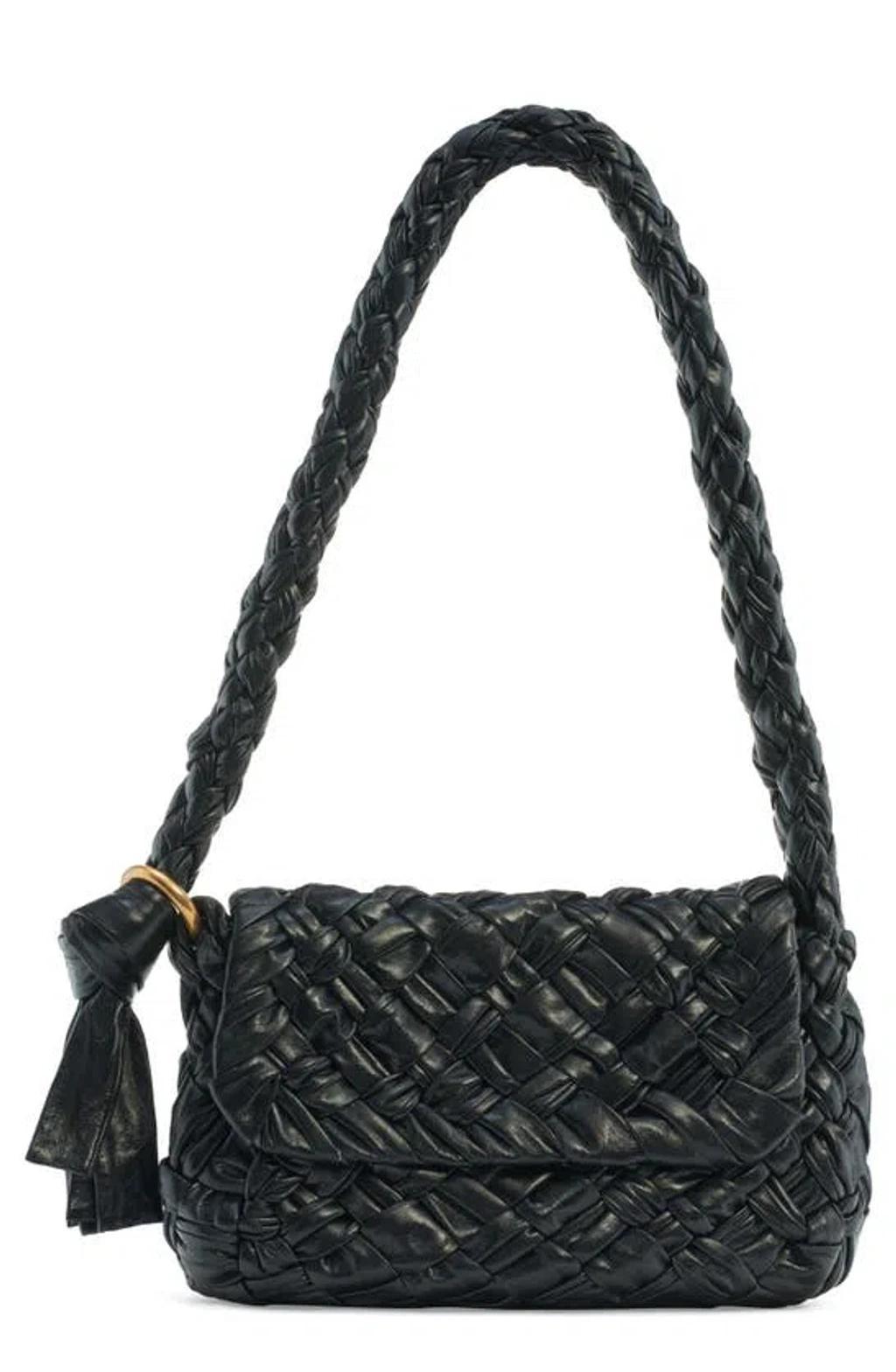 BOTTEGA VENETA Kalimero Città Intreccio Leather Shoulder Bag In Black Product Image