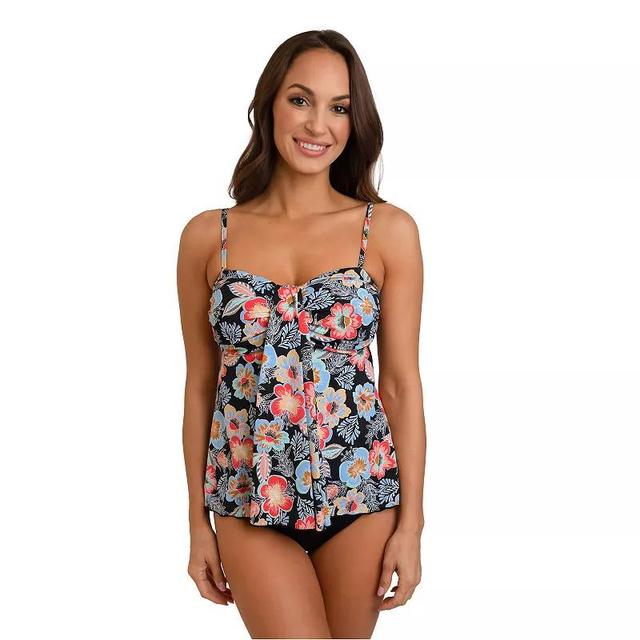 Womens Fit 4 U Floral Print Waterfall Tankini Swim Top Product Image