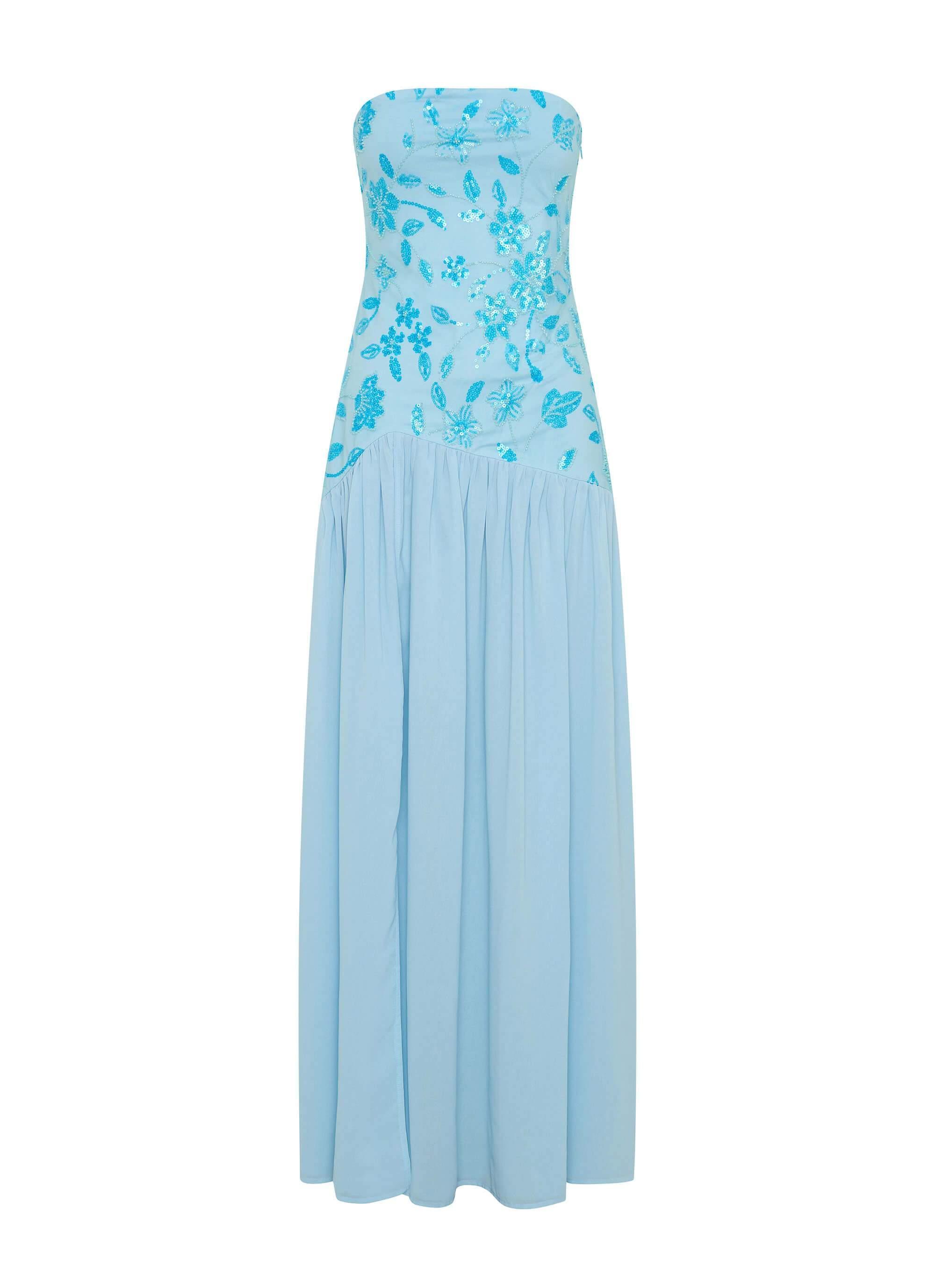 Eden Strapless Beaded Maxi Dress - Blue Product Image