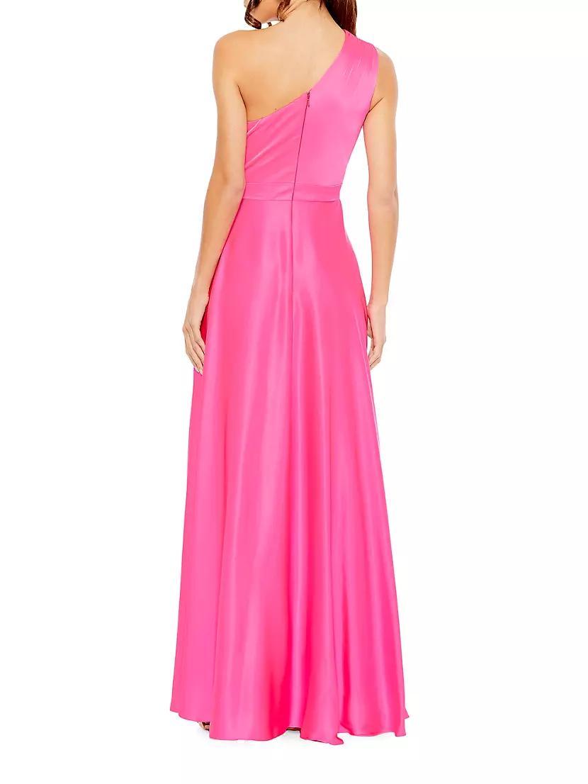 One-Shoulder High-Low Satin Gown Product Image