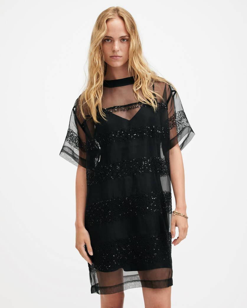 Izabela Embellished Mesh Mini Dress Product Image