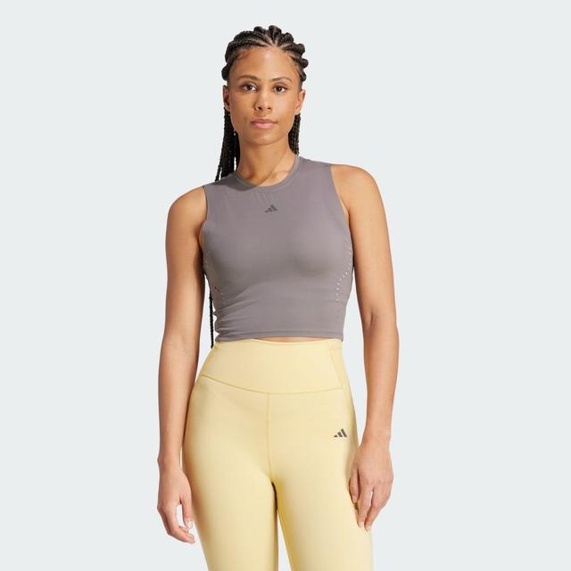 adidas HIIT Crop HEAT.RDY Tank Top Aurora Black L Womens Product Image