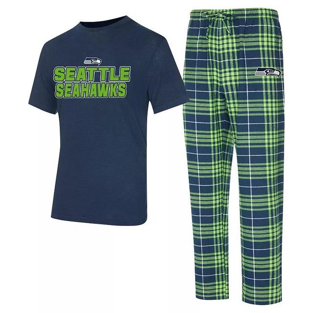 Mens Concepts Sport College Navy/ Seattle Seahawks Vector T-Shirt & Flannel Pants Sleep Set Product Image