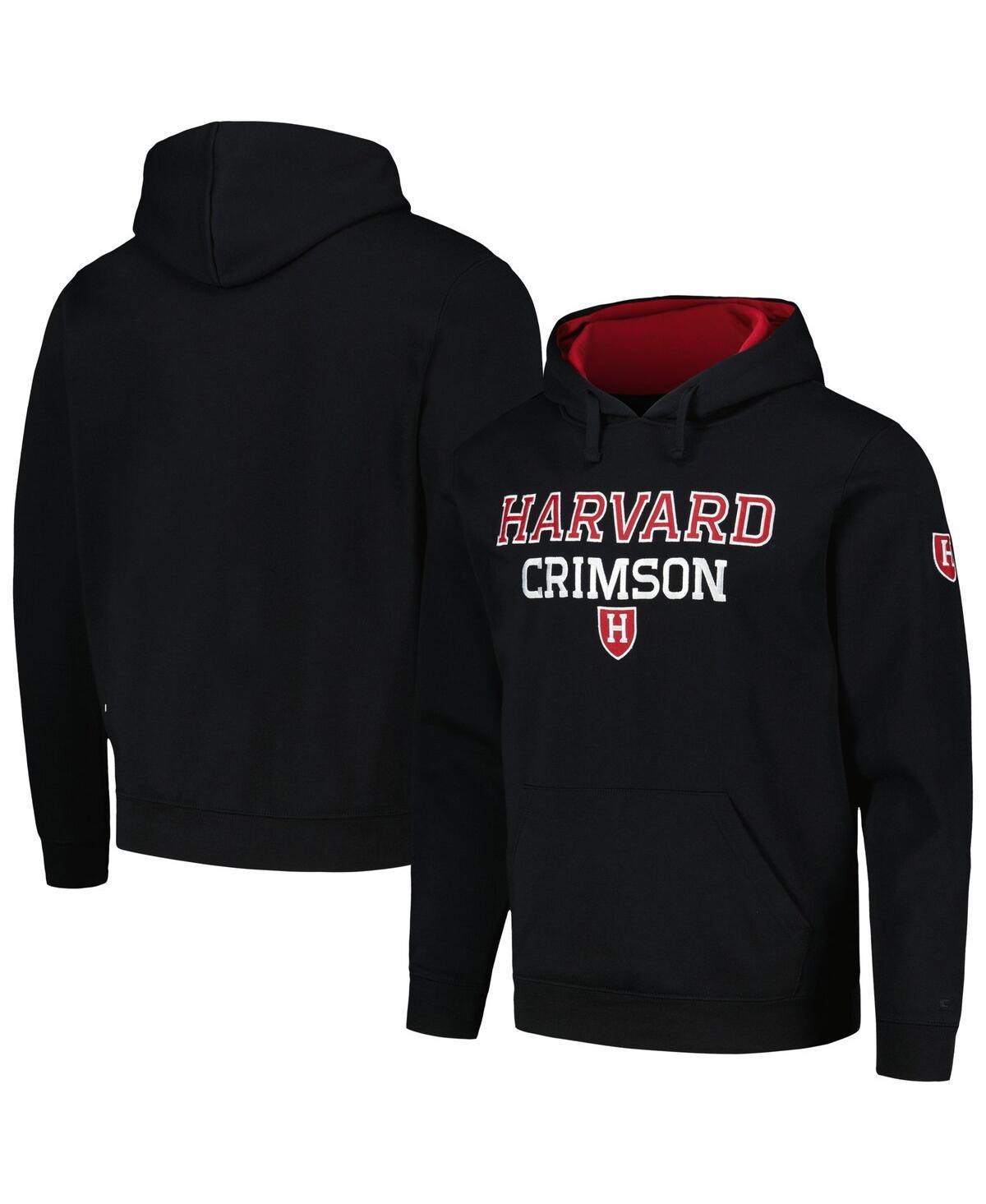 Mens Colosseum Black Harvard Crimson Sunrise Pullover Hoodie Product Image