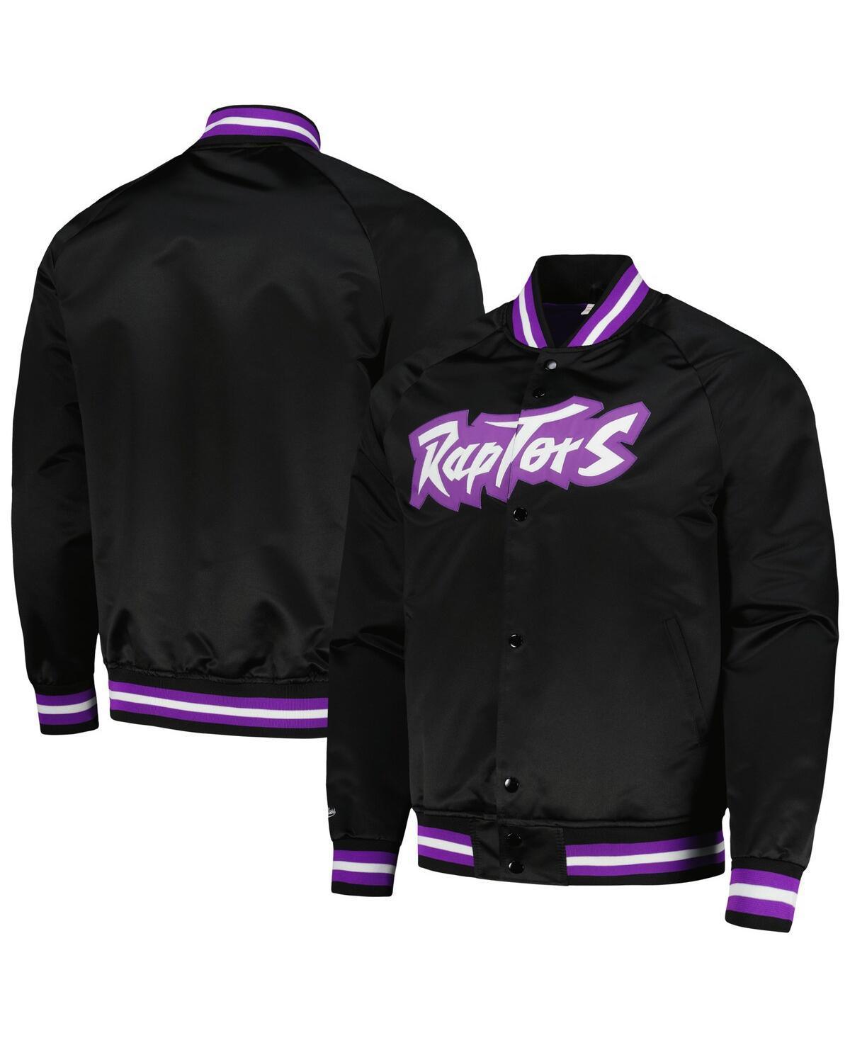 Mens Mitchell & Ness Black Toronto Raptors Hardwood Classics Throwback Wordmark Raglan Full-Snap Jacket Product Image