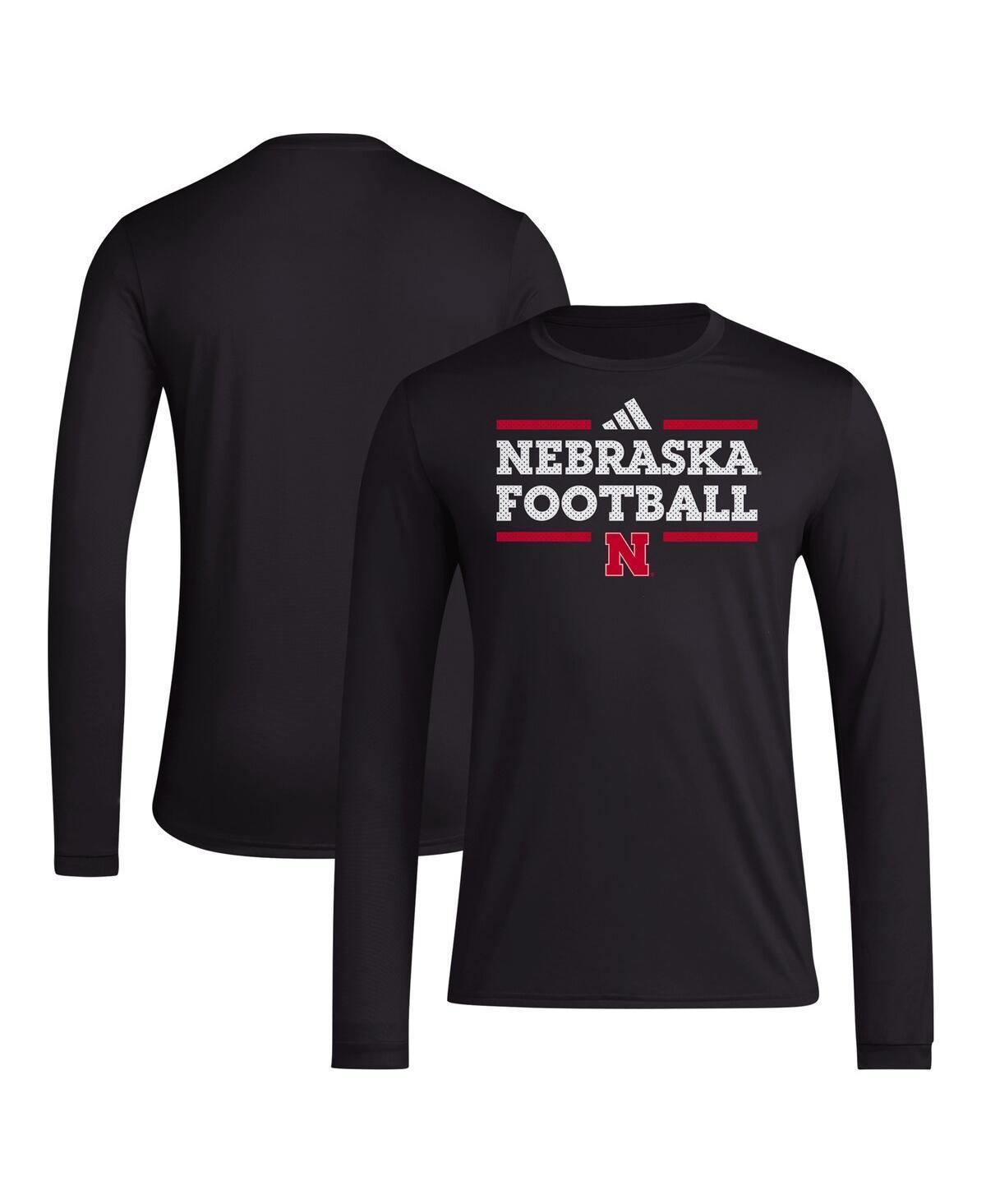 Mens adidas Nebraska Huskers Locker Football Pre-Game AEROREADY Long Sleeve T-Shirt Product Image