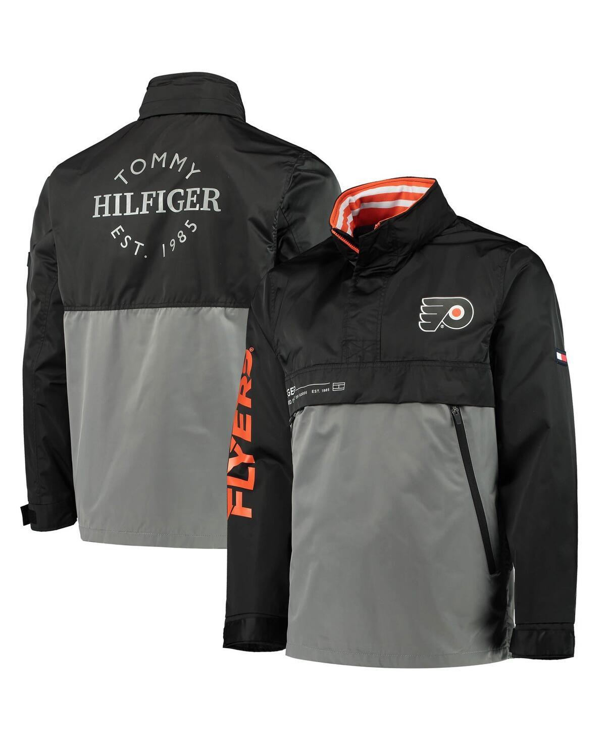 Mens Tommy Hilfiger Black Chicago Blackhawks Anorak Quarter-Zip Hoodie Jacket - Black Product Image